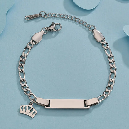 Personalized Stainless Steel Baby Newborn Name Bracelet for Boy Girl Best Gift Custom Heart Crown Butterfly Family Jewelry