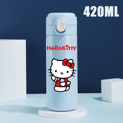 Sanrio 420 ML Thermos Mug Hello Kitty Cartoon 304 Stainless Steel Portable Water Cup Travel Water Bottle Kawaii Cups Kids Gifts