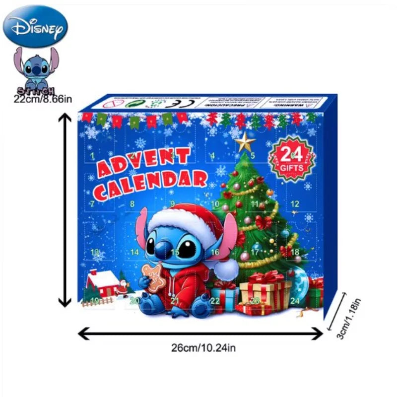 Vente en gros d'accessoires Disney Stitch Calendrier de l'Avent de Noël Boîte Lilo &amp; Stitch Modèle Poupée Figurines Anime Cadeau de Noël Enfants Garçon Jouet