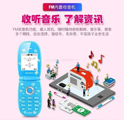 Sanrio Hello Kitty Flip Phone New Cartoon Cute Children White Pink Kawaii Mini Phone Children Birthday Gifts Fashion Model Toys