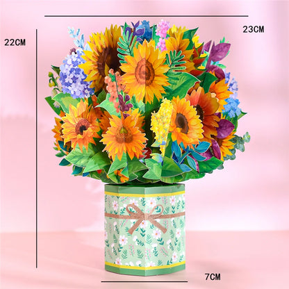 Tarjeta de felicitación emergente con flores en 3D para cumpleaños, día de la madre, día del padre, graduación, aniversario de bodas, mejórate pronto, simpatía