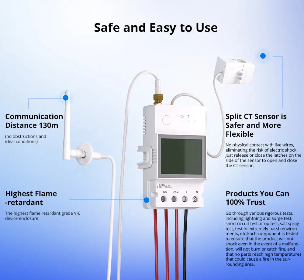 SONOFF POWCT POW Ring Smart Power Meter Energy Monitor 100A WiFi Smart Home Switch Support Contactor Control Alexa Google Home