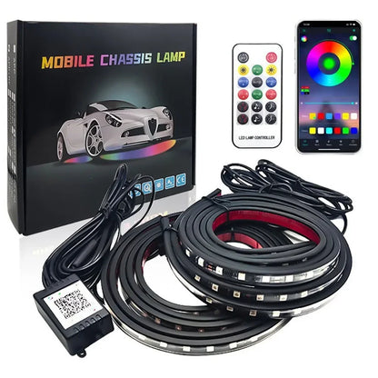 Car Colorful Modification Rainbow APP Flow Light Running Lantern RGB Car Bottom Music Rhythm Decorative Light
