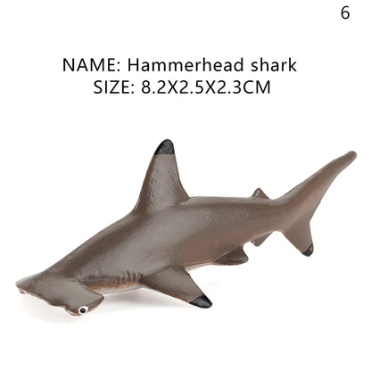 Simulation Marine Life Action Figures Ocean Animal Model Educational Toys Cake Topper,Collection Gift Shark Dolphin Hammerhead
