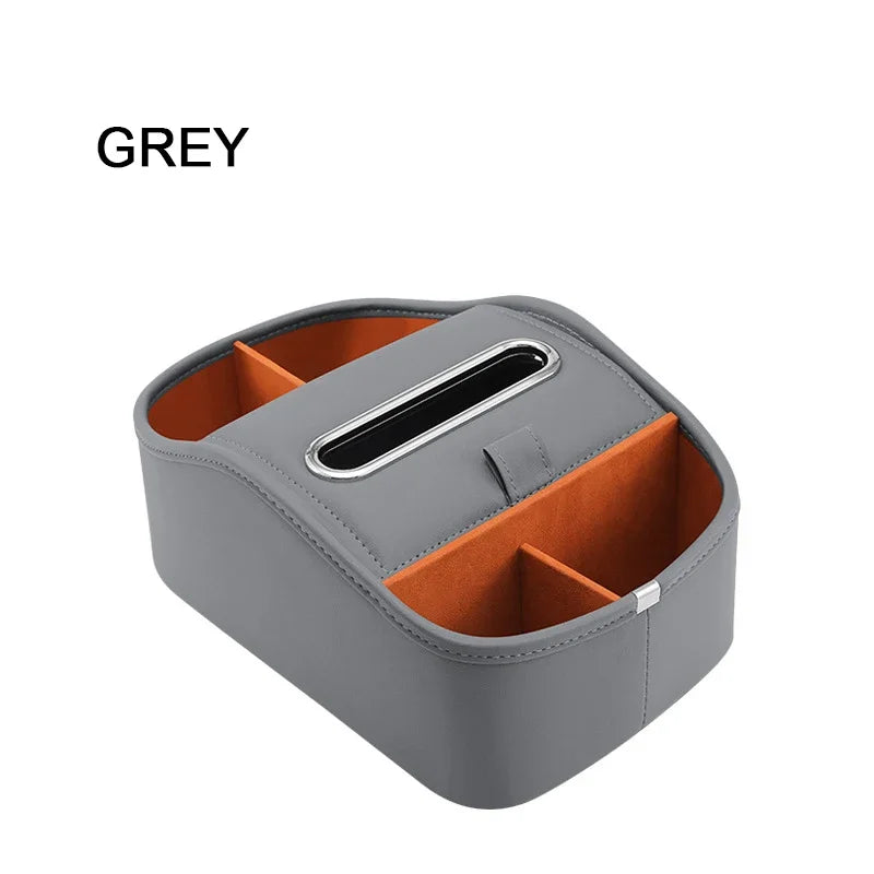 SEAMETAL Car Armrest Box Universal Center Console Organizer Multi-Functional Pu Leather Auto Arm Rest Storage Box Tissue Holder