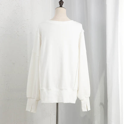 Oversized 100% Cotton Women Sweatshirts Long Sleeve Patchwork Open Side Streetwear Harajuku Pullovers Autumn Clothes For Women