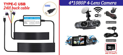 4*1080P 4 Channel Dash Cam for Cars WIFI 360 Video Recorder Rear View Camera for Vehicle Car DVR 24H Hardware Kit Car Assecories