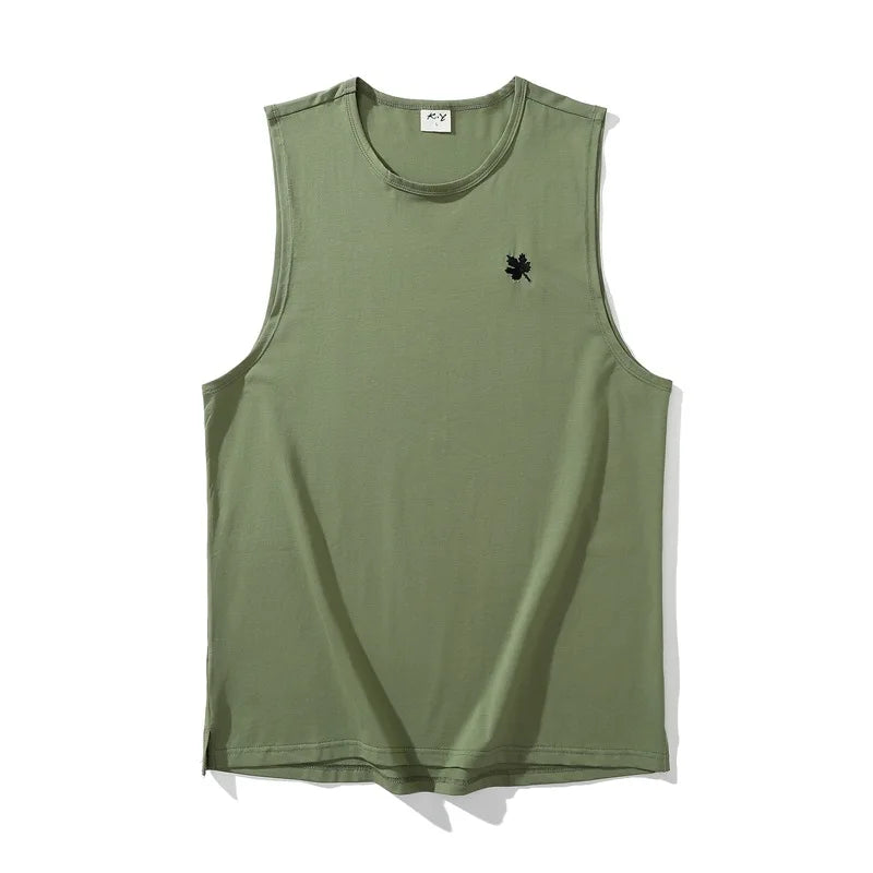Plus Size Men's Sport Fitness Vest Cotton Trendy Sleeveless T-Shirt Shoulder Vest Casual Top Clearance Special Price