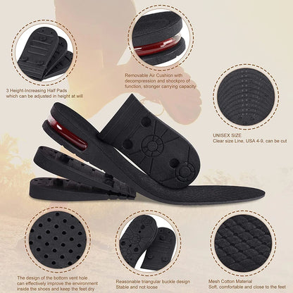 1Pair Height Increase Insole for Feet 3cm 5cm 7cm 9cm Variable Height Shoes Insoles Men Women Air Shock Absorbing Shoe Pads