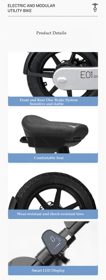 2024 New Women's Electric Bike For Adults 48v 350w Mobility Scooters For Travel With Baby Seat Mimi Velo Bicycle