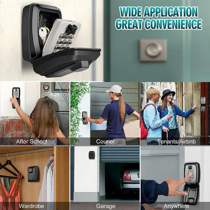 Wall Mounted Key Storage Safe Waterproof Anti-theft Key Box With Combination Lock 12-Digital Password Office Home Outdoor Use