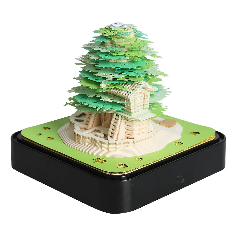 Omoshiroi Block 3D Notepad 2024 Calendar 3D Sakura Tree House Memo Pad Cute Block Notes 3D Sticky Notes Christmas New Years Gift