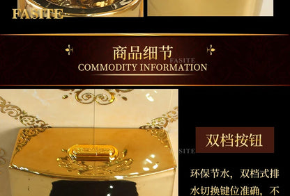 Artistic European style golden toilet siphon type deodorant toilet for adults, bathroom, household use