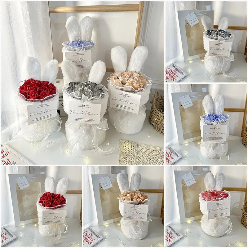Rabbit Soap Flower Bouquet Valentine's Day Gifts Artificial Flower Bouquet for Party Supplies Bouqet Flowers Home Decoration