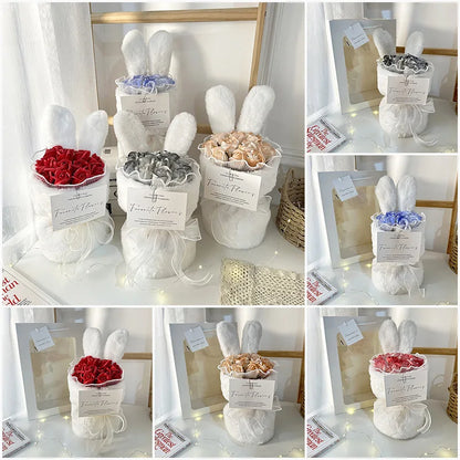 Rabbit Soap Flower Bouquet Valentine's Day Gifts Artificial Flower Bouquet for Party Supplies Bouqet Flowers Home Decoration