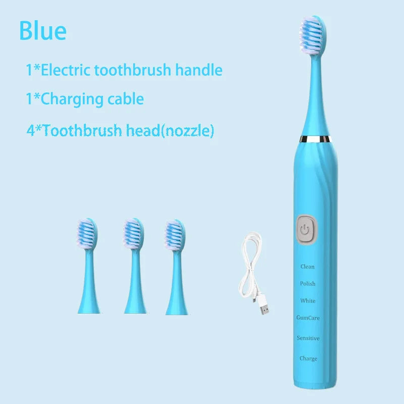Sonic Electric Toothbrush 5 Mode USB Charger Timer Brush Rechargeable Deep Clean Tooth Brushes Replacement Heads Set For Adults