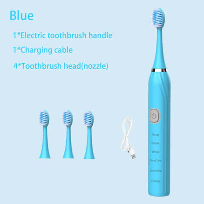 Sonic Electric Toothbrush 5 Mode USB Charger Timer Brush Rechargeable Deep Clean Tooth Brushes Replacement Heads Set For Adults