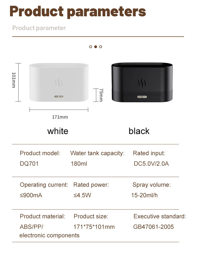 Perfume Humidifier Ultrasonic Air Humidifier With LED Lighting Simulation Colorful Flame Fragrance Machine