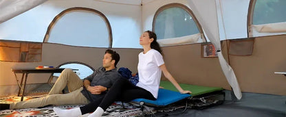 Tente de camping pour 10 personnes avec porche, grande tente familiale avec 2 pièces séparées par un rideau, camping, voyage en plein air, résistante à l'eau