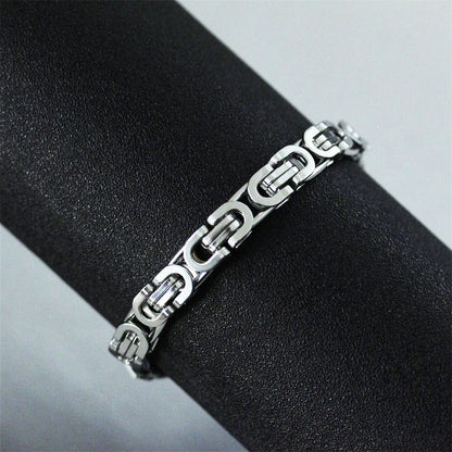 8MM Men's Thick Stainless Steel Byzantine Box Chains Jewelry Silver Color Male Chain Bracelet for Husband Boyfriend Gift