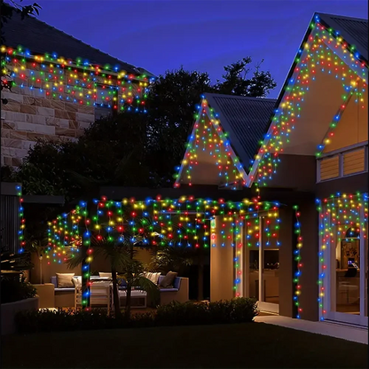 Outdoor Eaves Decoration 7.5M 160Leds Solar lcicle string Lights 8 Lighting Modes Christmas Halloween Party Holiday Lights