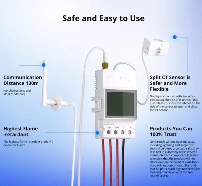 SONOFF POWCT POW Ring Smart Power Meter Energy Monitor 100A WiFi Smart Home Switch Support Contactor Control Alexa Google Home