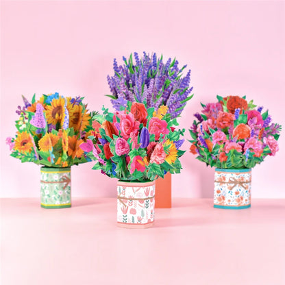Tarjeta de felicitación emergente con flores en 3D para cumpleaños, día de la madre, día del padre, graduación, aniversario de bodas, mejórate pronto, simpatía