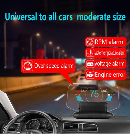C1 Car Navigation Projection HUD Head Up Display Speedometer  Multiple Interfaces Car Accessories on Screen Overspeed Alarm