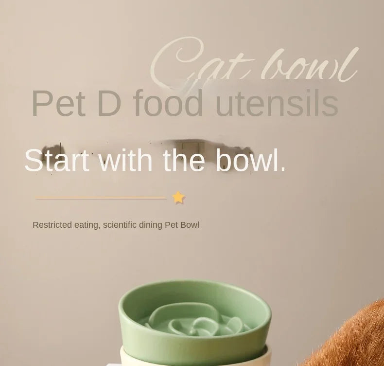 Slow Feeder Cat Bowl Ceramic Cat Food Bowl for Cervical Spine Protection Anti-choking Cat Slow Feeding Dish Bowl Pet Supplies