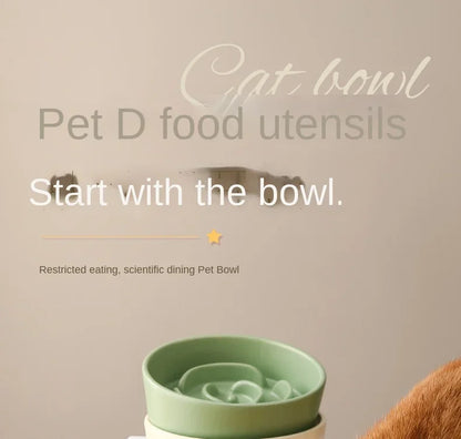 Slow Feeder Cat Bowl Ceramic Cat Food Bowl for Cervical Spine Protection Anti-choking Cat Slow Feeding Dish Bowl Pet Supplies