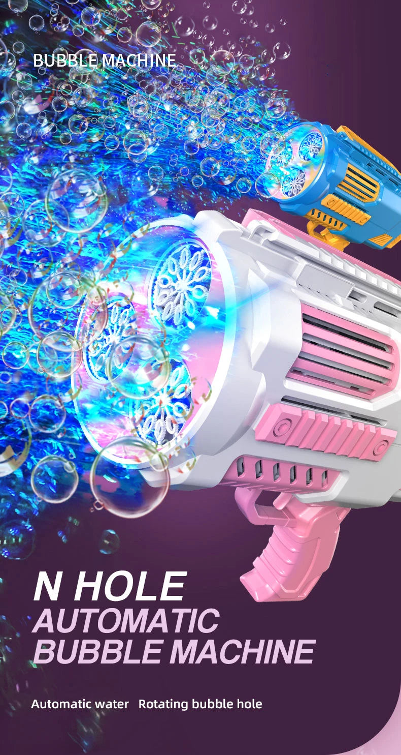 Máquina de burbujas de jabón con forma de cohete y pistola de burbujas N-Hole, lanzador espacial eléctrico, regalo para el Día del Niño que sigue produciendo burbujas con luz