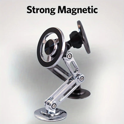 Aluminum Alloy Magnetic Car Mobile Phone Holder, Anti-shake Telescopic Folding , Strong Adhesive, 360° Rotatable Adjustable