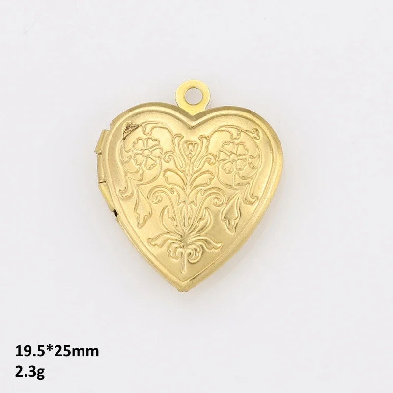 BoYuTe (50 Pieces/Lot) Heart Shaped Raw Brass Locket Pendant Materials Diy Photo Lockets Jewelry Accessories