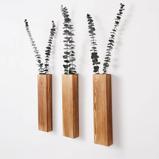 Jardinière murale en bois Décoration murale pour plantes à fleurs artificielles Supports de plantes en bois Vase de poche mural pour plantes à suspendre pour le salon