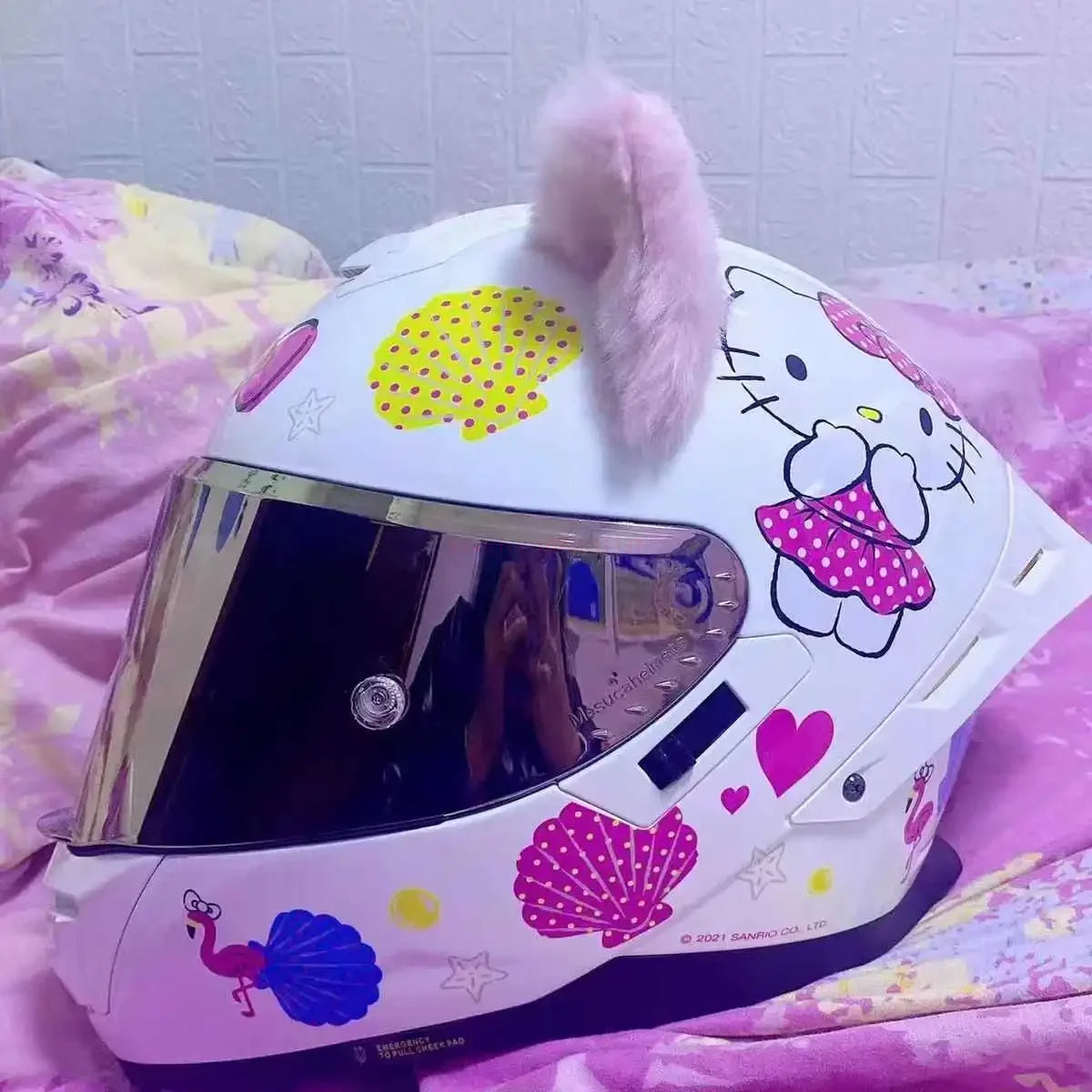 Sanrio Kuromi Cartoon Motorcycle Helmet Fashion Hello Kitty Scooter Helmet Cute High Quality Cute Helmet Four Seasons Gift