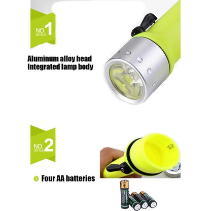 Underwater Flashlight Submarine Lights Batteried Dive Torch Snorkeling Light Underwater TPC-7 Waterproof LED Submersible Safety