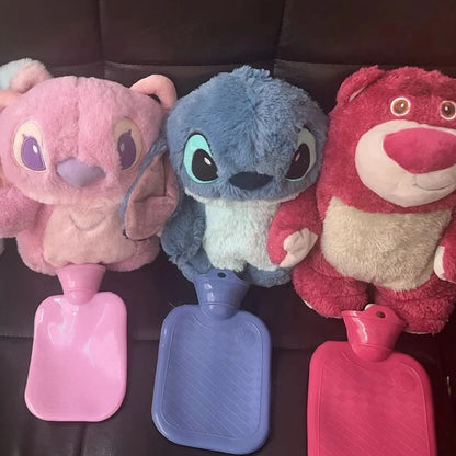 Original Disney Zoobies Hot Water Bag Warm Winter Plush Doll Plushie Lotso Stitch Doll 2-In-1 Useful Gift Toys For Children ﻿