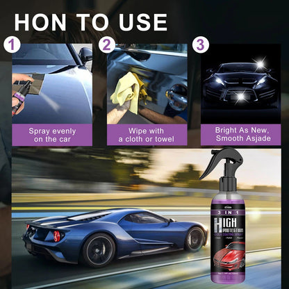10-1PCS 3 In 1 Car Ceramic Coating Spray 100/30ML Car Nano Spray Hydrophobic Car Scratch Repair Body Hydrophobic Layer Auto Acce