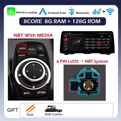 Android 14 Wireless CarPlay For BMW 5 Series F10 F11 2011 - 2017 CIC NBT System Car Radio Multimedia Video Player Navigation GPS