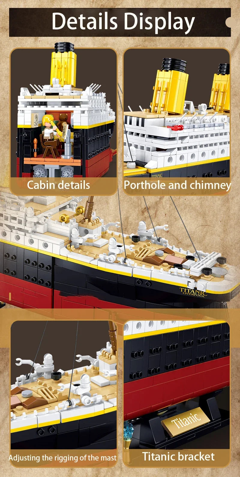 RMS Titanic Cruise Boat Ship Building Blocks Sets,10294  Compatible Bricks City Model Building Kits 3D Hobbies For Children Toys