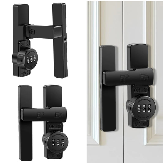 Password Sliding Door Lock 90/180 Degree Flip Combination Cabinet Locks Barn Door Lock Latch for Small Doors Storage Room Garage