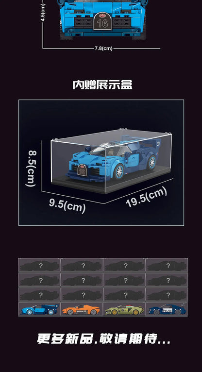 Yuxing-modelo mini-coche famoso, modelo de carreras deportivas, ocho cuadrículas, juguetes educativos para niños, bloques de construcción ensamblados