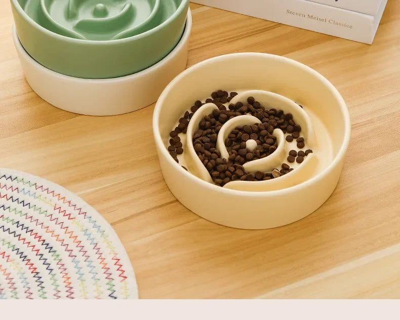 Slow Feeder Cat Bowl Ceramic Cat Food Bowl for Cervical Spine Protection Anti-choking Cat Slow Feeding Dish Bowl Pet Supplies