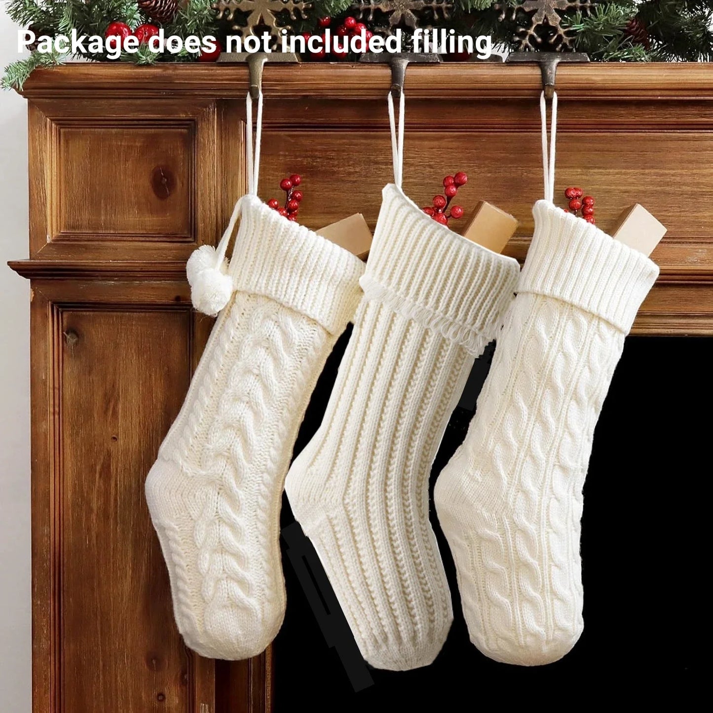 6-8PACK Christmas Stockings 18In Cable Knit Fireplace Stockings Rustic Hanging Xmas Stockings Farmhouse Boho Decorations Family