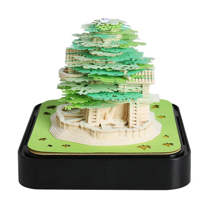 Omoshiroi Block 3D Notepad 2024 Calendar 3D Sakura Tree House Memo Pad Cute Block Notes 3D Sticky Notes Christmas New Years Gift