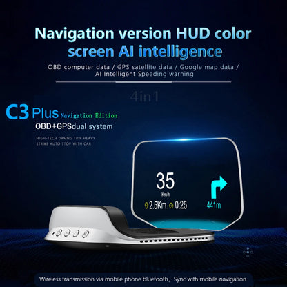 C3 12V Car HUD OBD2 Head Up Display GPS Navigation Digital Speedometer On Board Computer Projector OBD 2 Scanner Test Cartronics