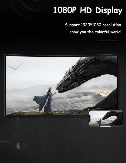 Dongle TV sans fil Wifi 1080P HDTV Projecteur Moniteur Miroir Écran Affichage Récepteur Adaptateur pour IOS Android Streaming Vidéo