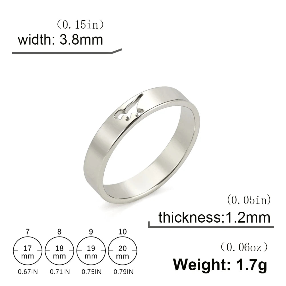 Skyrim Hollow Dinosaur Ring Stainless Steel Gold Color Tyrannosaurus Brachiosaurus Finger Rings Couple Jewelry for Women Men