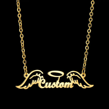 Atoztide New Personalized Custom Name Wing Necklaces Letters Stainless Butterfly Pendant Chain for Women Christmas Jewelry Gift