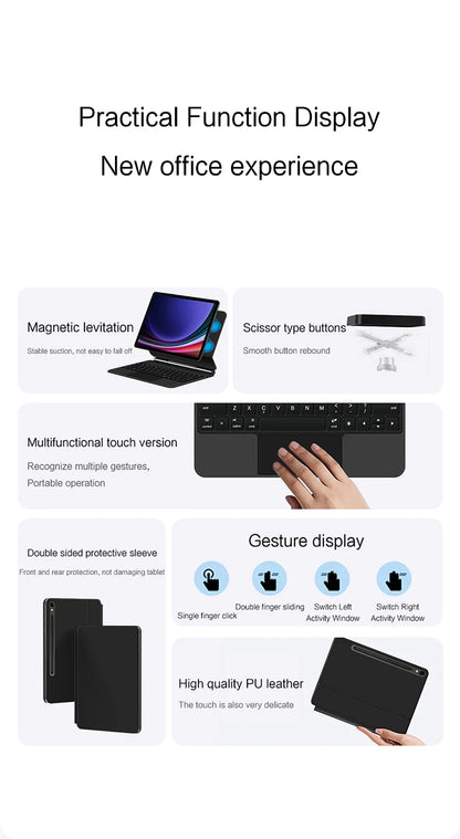 Backlight Magic Keyboard for Samsung Galaxy Tab S9 S8 S7 11 inch for Tab S9 FE Tablet Case German Spanish Portuguese Keyboard